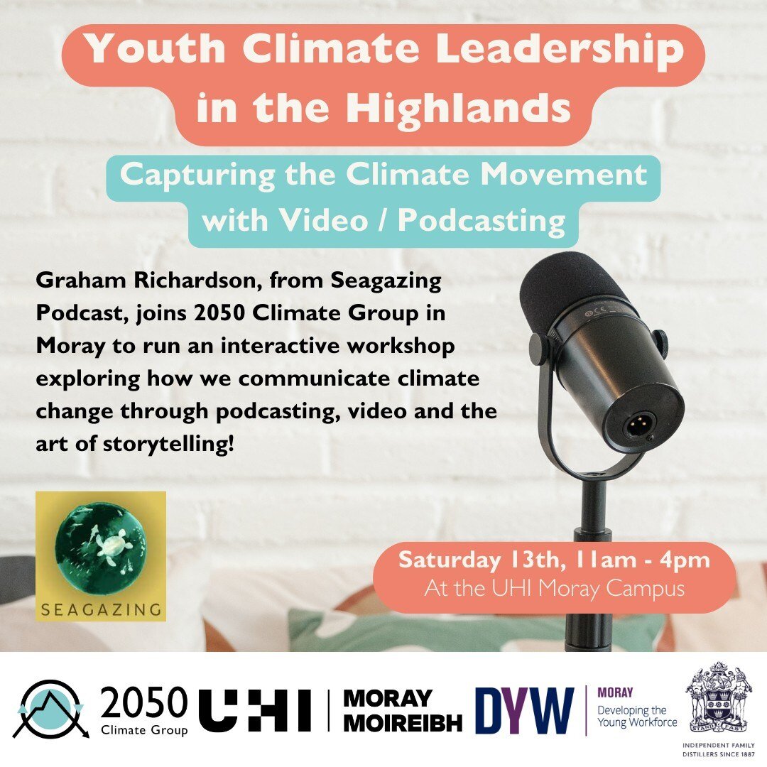 Youth Climate Leadership in the Highlands 📢

Workshop details: Capturing the Climate Movement with video/podcasting

Join us on Saturday 13th April at the UHI Moray campus, the registration link is in our bio 🔗

#2050StartsNow