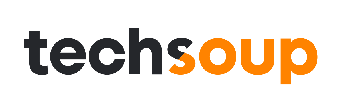 Logo of Techsoup with the words 'techsoup' in lowercase, black font for 'techs' and orange font for 'soup'