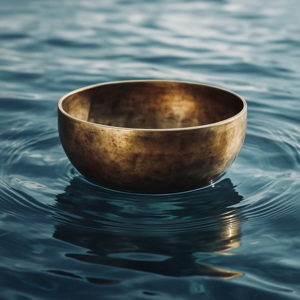 Himalayan sound bowl floating on water
