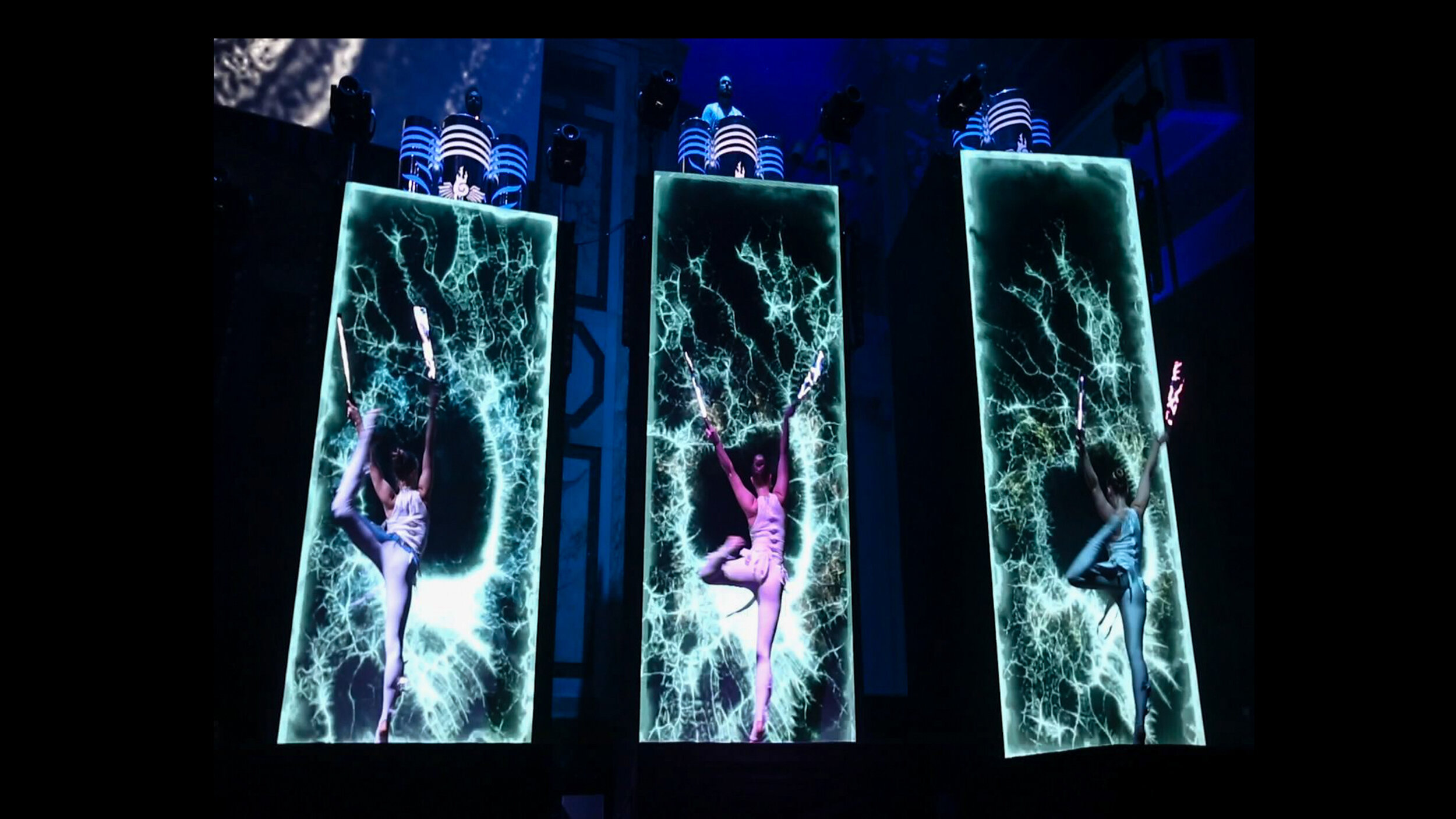 LED Dancers With Interactive Background Media, Pioneers Festival, Vienna, Austria