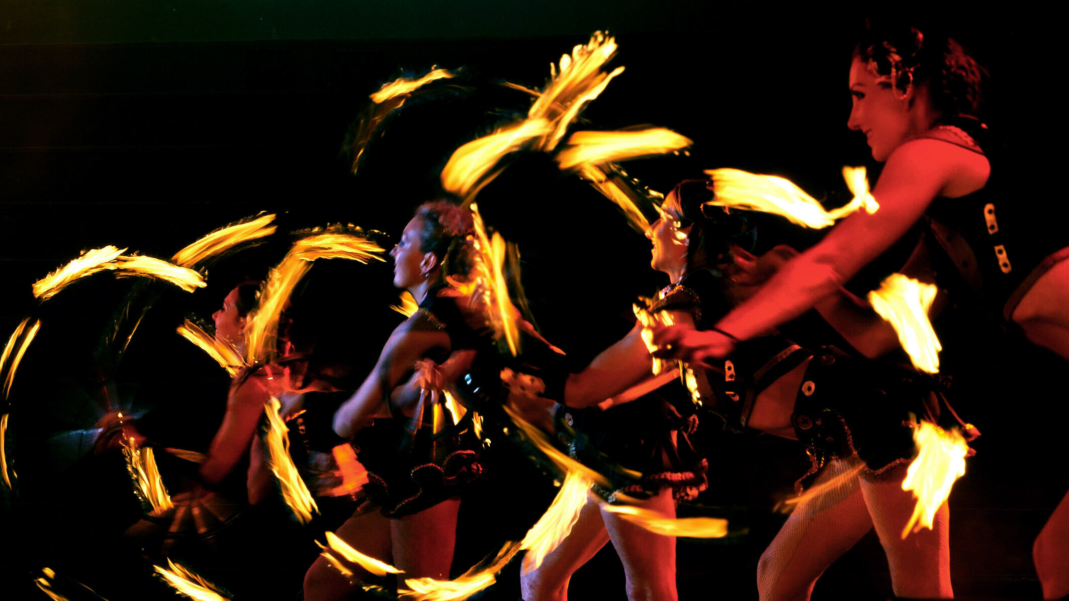 Sexy Steam Punk Fire Dancers, Qingdao International Beer Festival, China