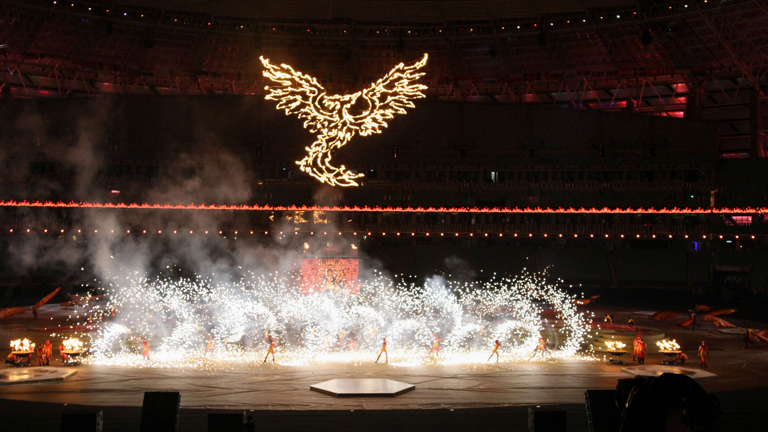Dynamischer Pyro Xcess Pyrotechnik Effekt, 1. Europaspiele Schlusszeremonie, Baku Stadium, Aserbaidschan