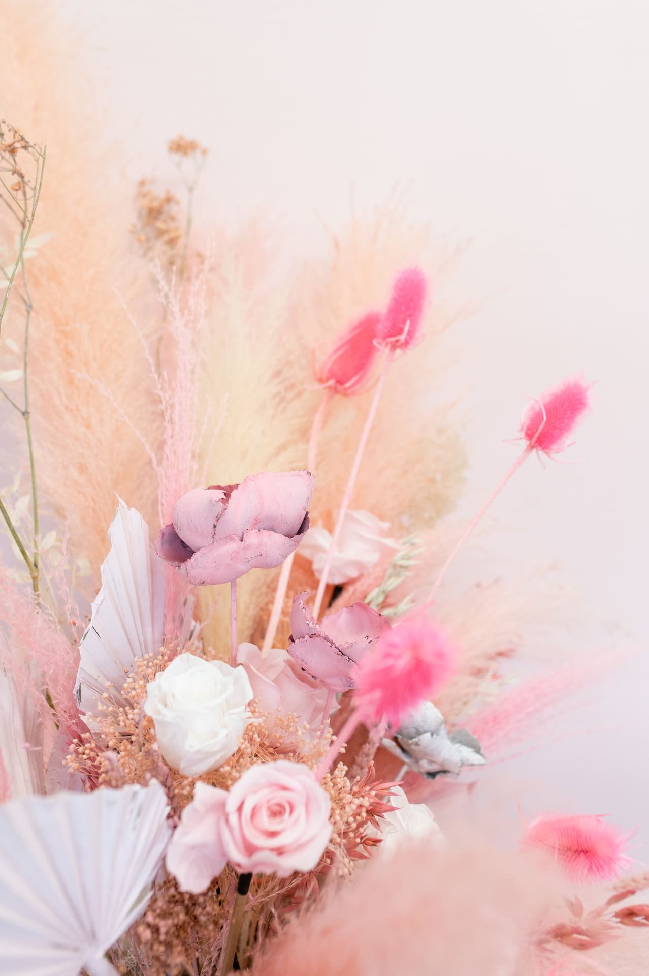 pink dried wedding flowers