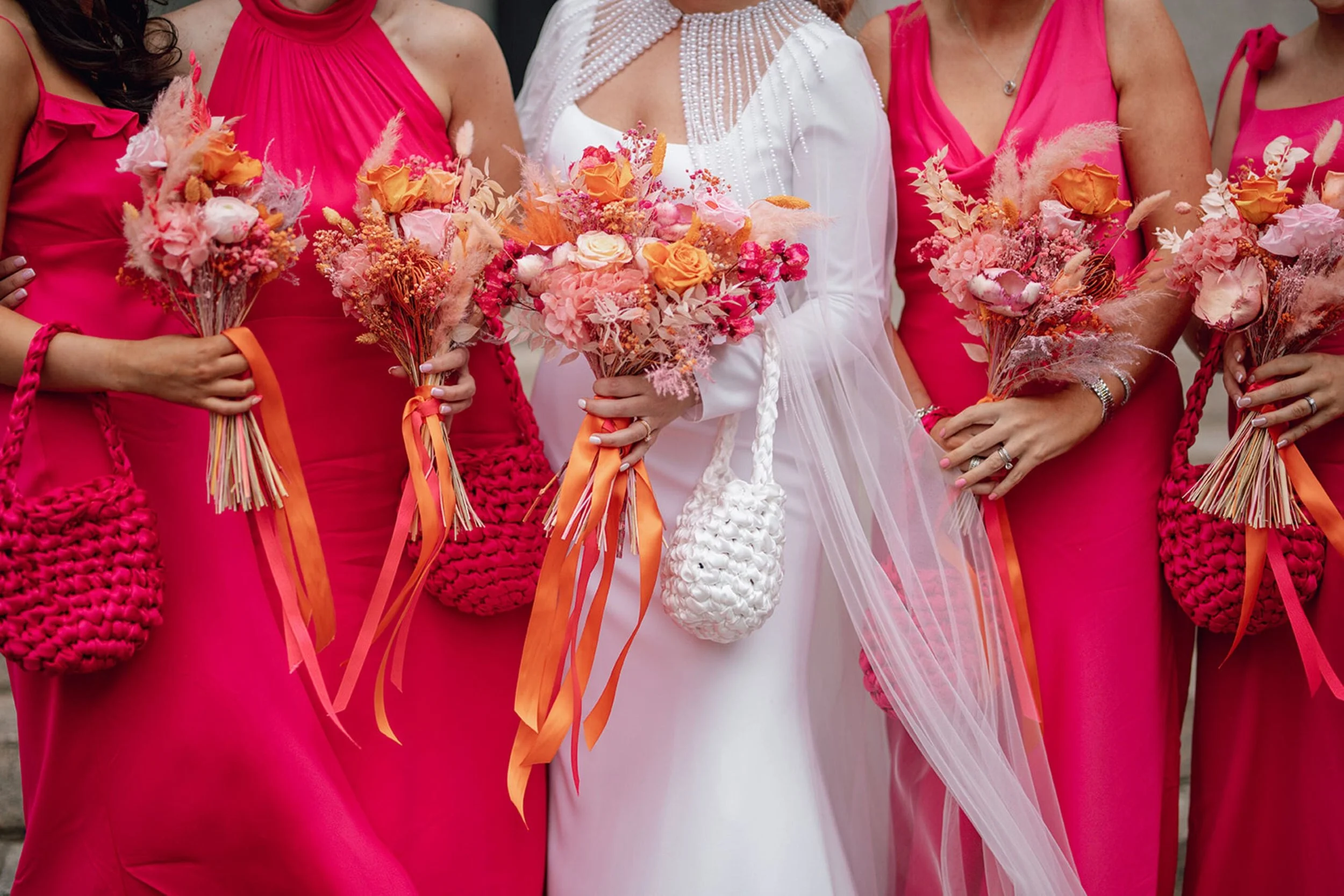 bright-pink-orange-dried-flowers-wedding