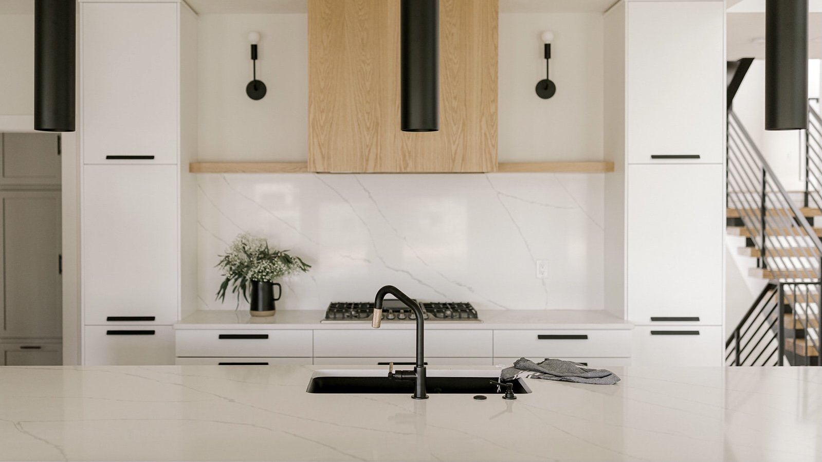 modern white contemporary custom built kitchen