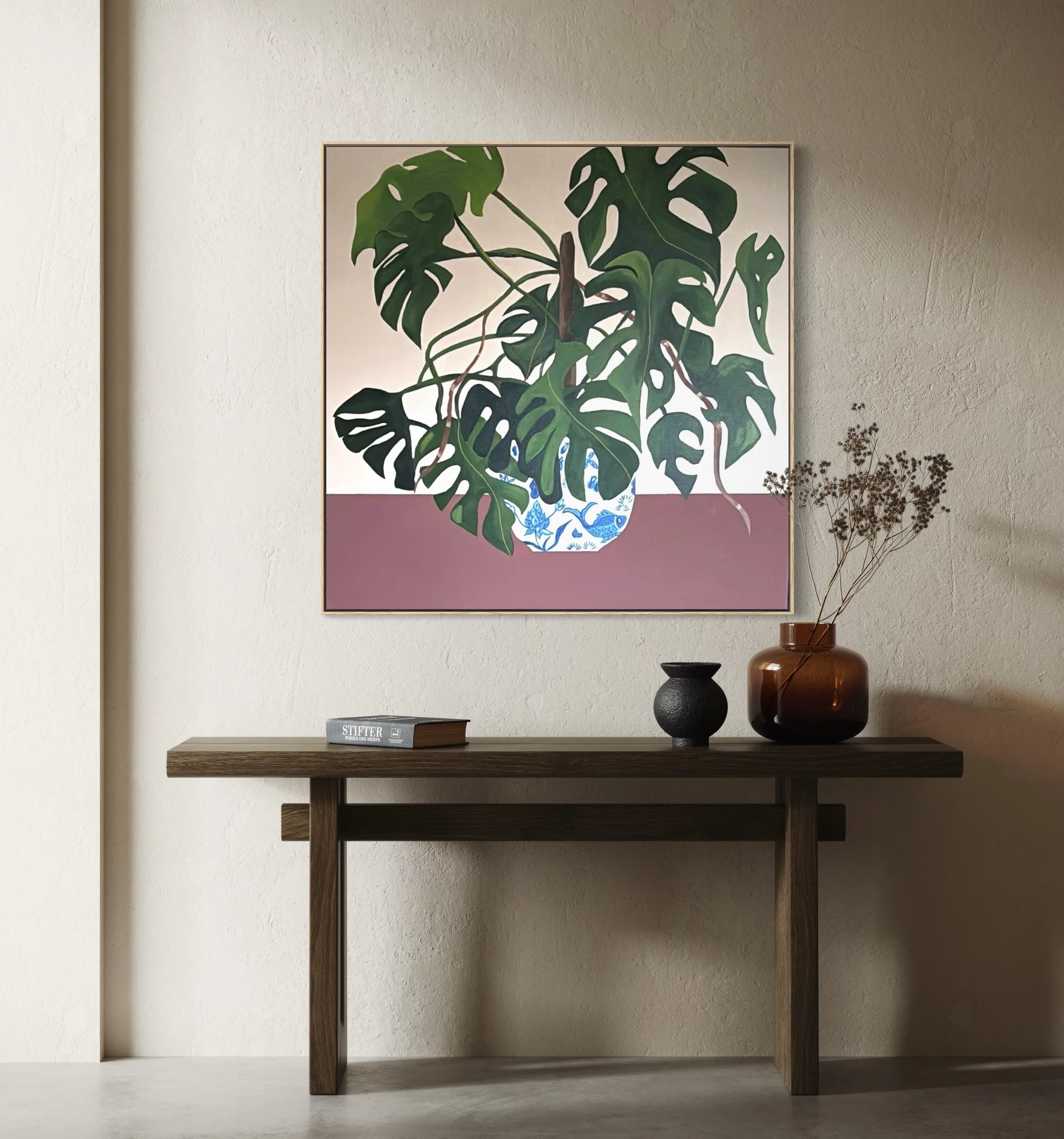 Monstera on pompadour