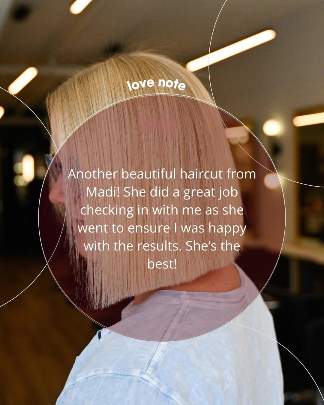 We love reading your #lovenotes, we strive to make you comfortable in our chairs, and part of that includes checking in with you throughout the service. 

We are so glad this guest had this experience with Madi (@_madi.beauty_) at our downtown salon.