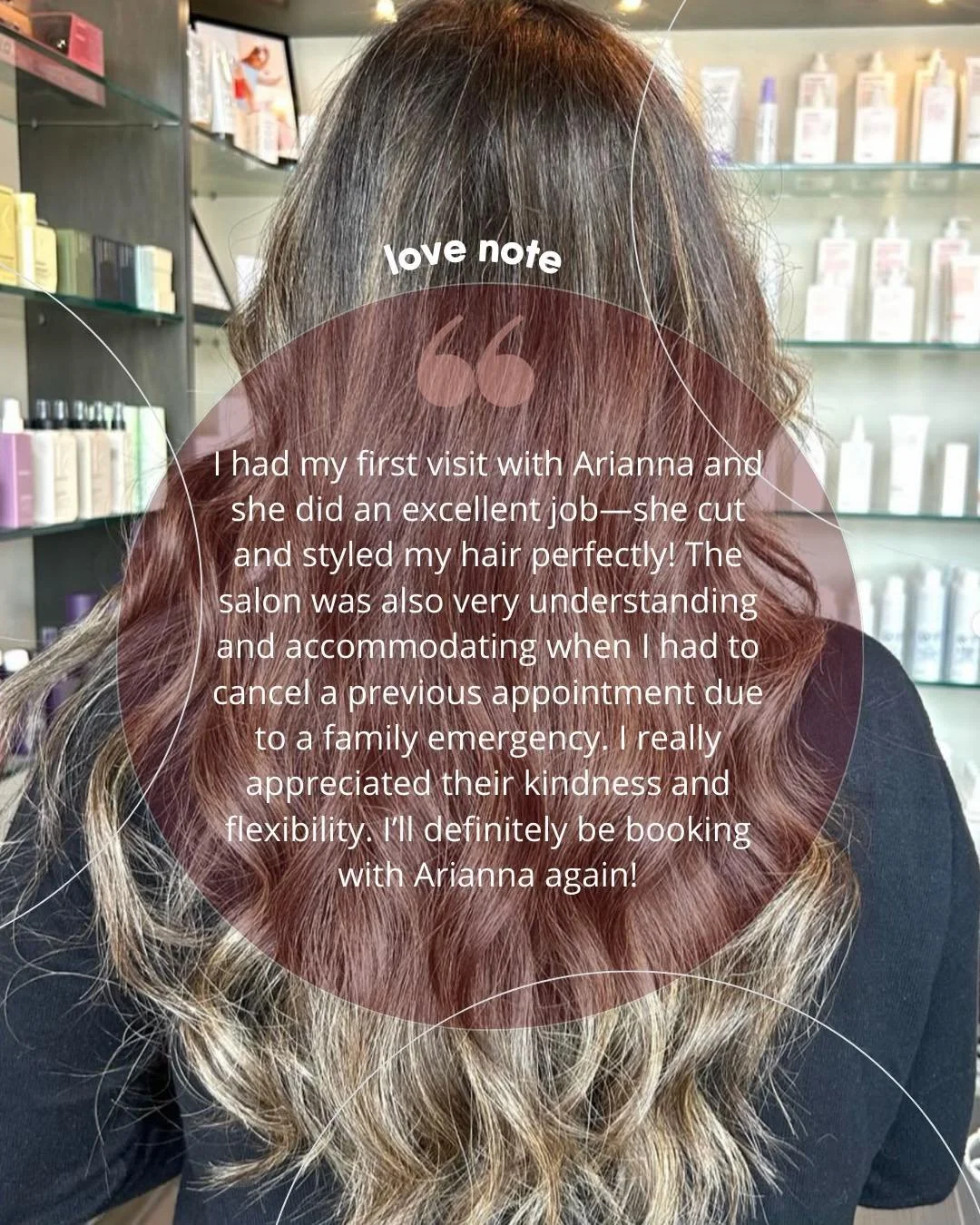 We love hearing from you about your experiences in our salons! 
Thank you for trusting us with your hair! 
Book with @hairbyariannag at West 85th today for a perfect hair experience. 
#hairgoals #calgarysalon #redbloom #salonsyyc #hairtherapy #red