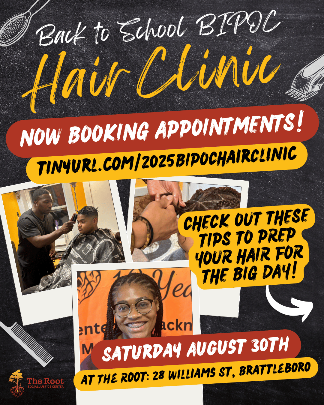 👉🏾 SPOTS ARE STILL OPEN for The FREE* Back to School BIPOC Hair Clinic THIS SATURDAY!! 🪮💈