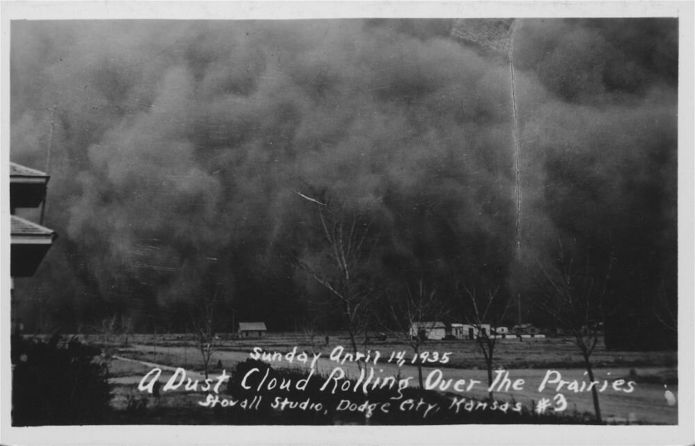 The infamous "Black Sunday" of April 14, 1935, Dodge City, Kansas. Credit: Stovall Studio. KSHS.