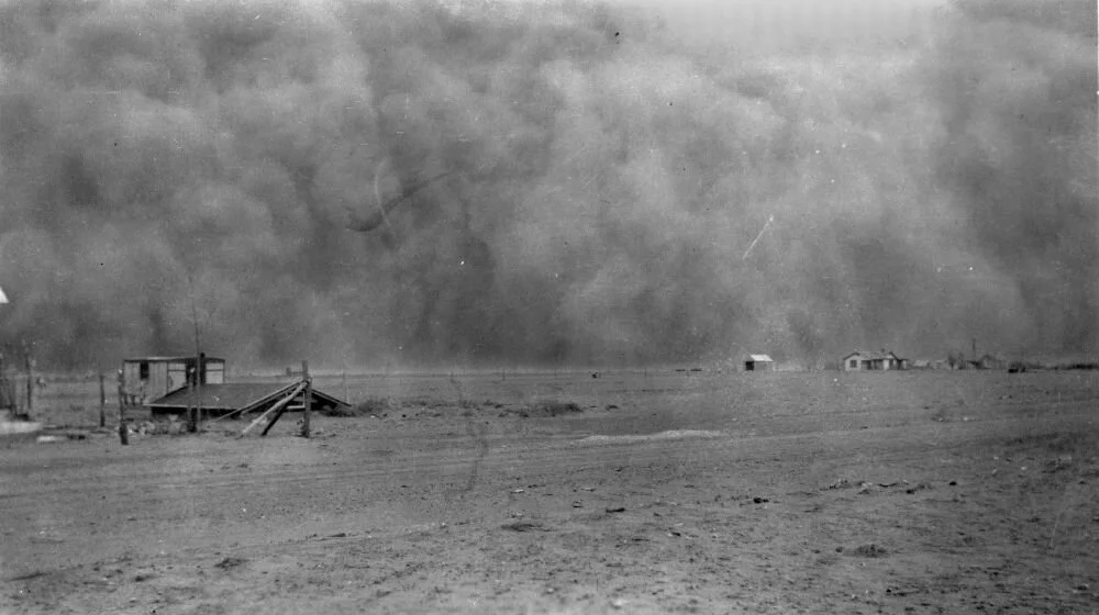 Dust storm in Morton County, Kansas. c. 1933-1937. KSHS. 
