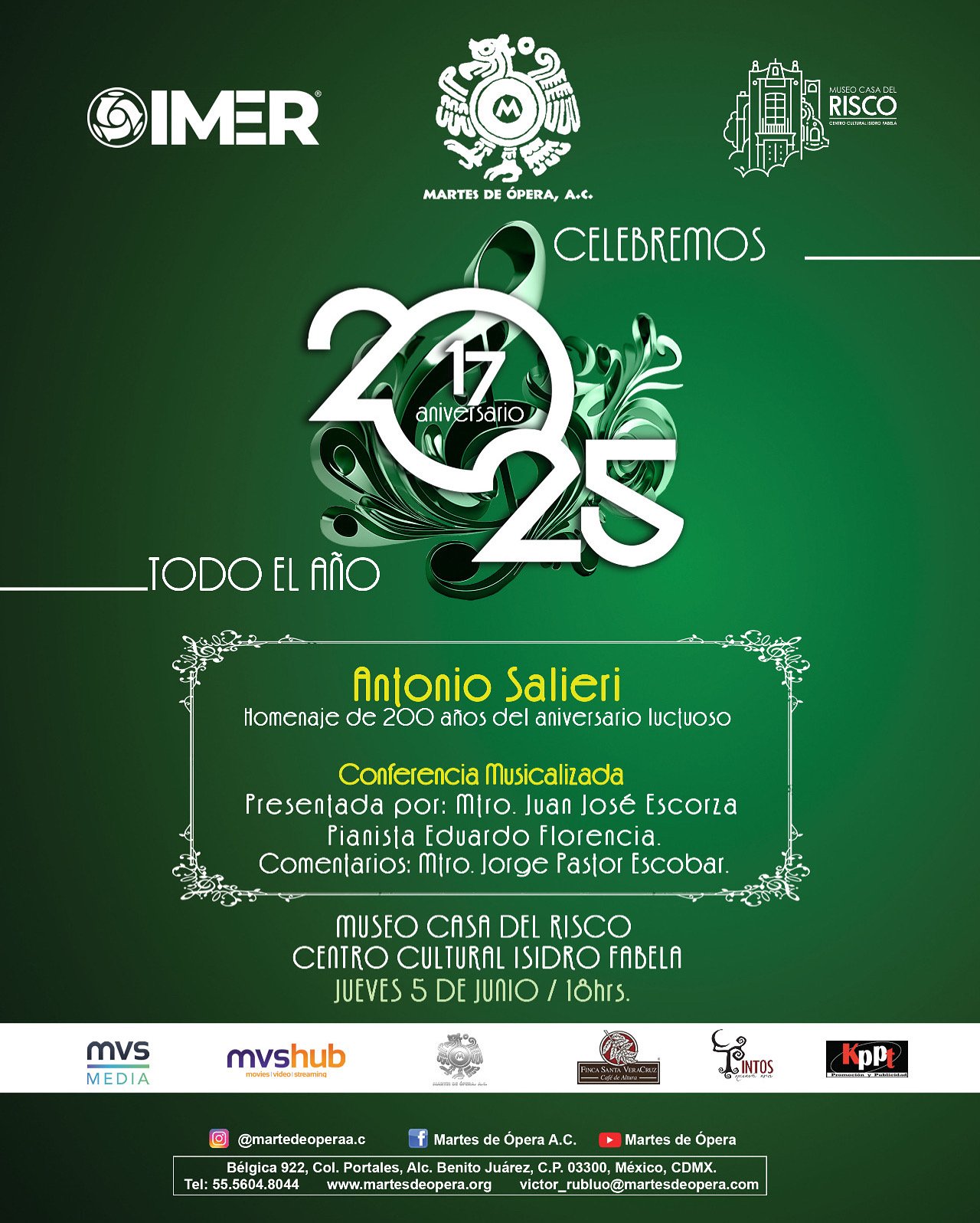 Antonio Salieri - Ciclo Homenaje de 200 años  del aniversario luctuoso 
