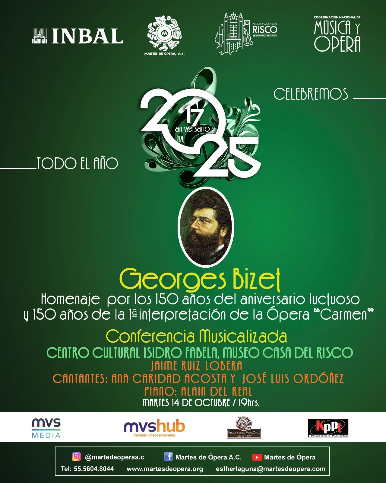 Georges Bizet - Homenaje por los 150 años del aniversario luctuoso y 150 años de la lª interpretación de la Ópera "Carmen"