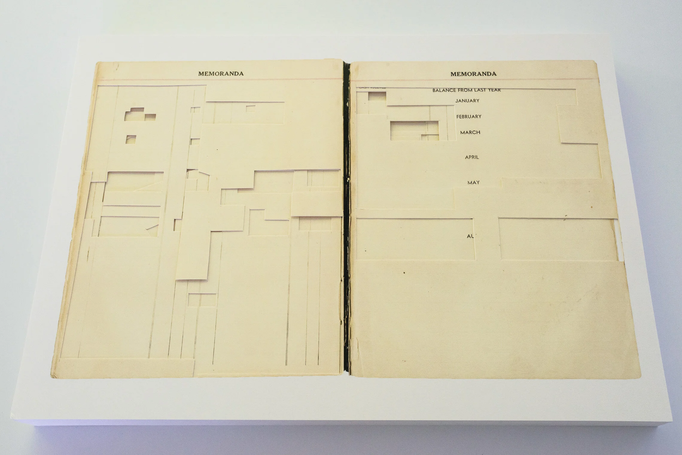 I withdrew the story we already knew / Removal of text 1952.  Diary scans on Mataura paper, steel and melamine tables.
