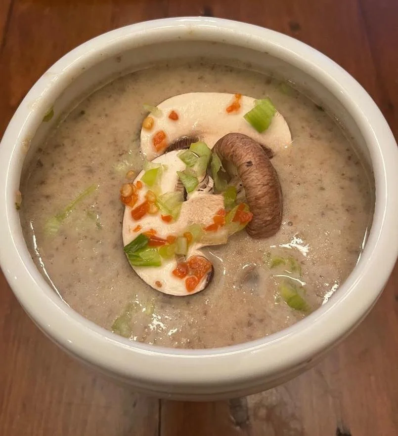 Mushroom Soup with Pickled Garlic
