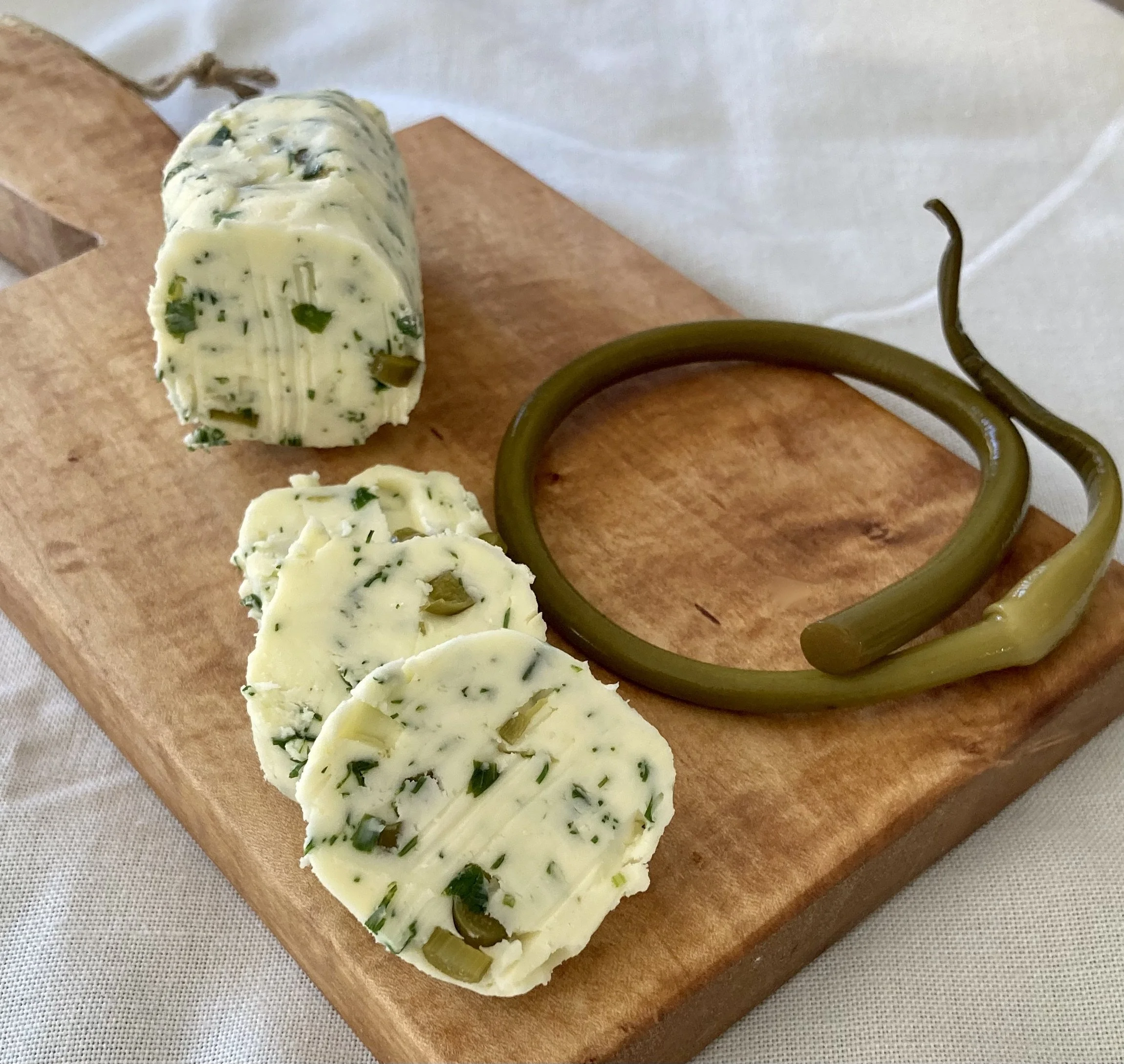 Compound butter with Pickled Garlic Scapes