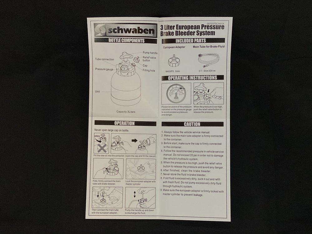 Schwaben 3-Liter European Pressure Brake Bleeder — JXB Performance