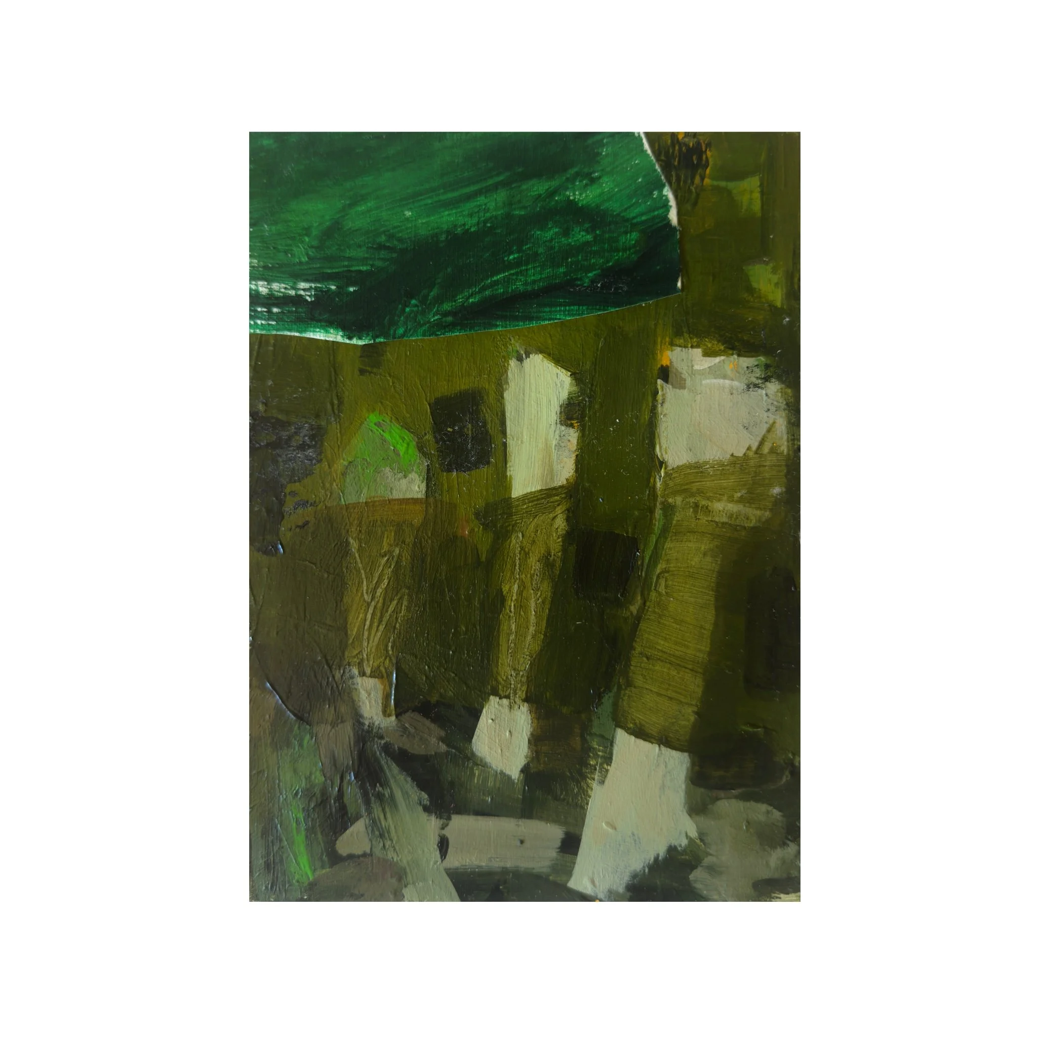 Forest Bathing / 15cm x 20cm / Acrylic and collage on board / Oak box frame