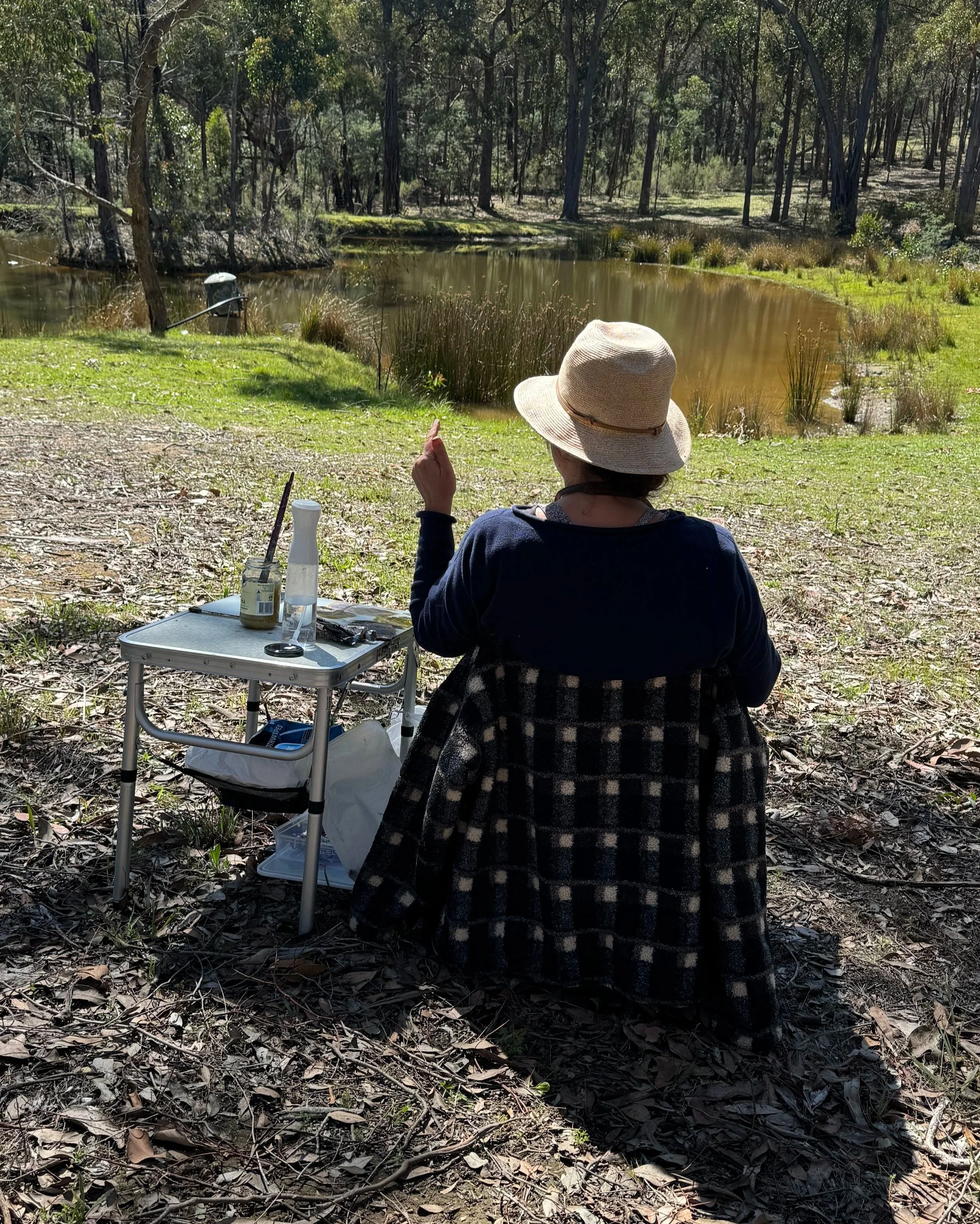 Samantha Moses abstract landscape artist plein air painting in Mount Franklin.