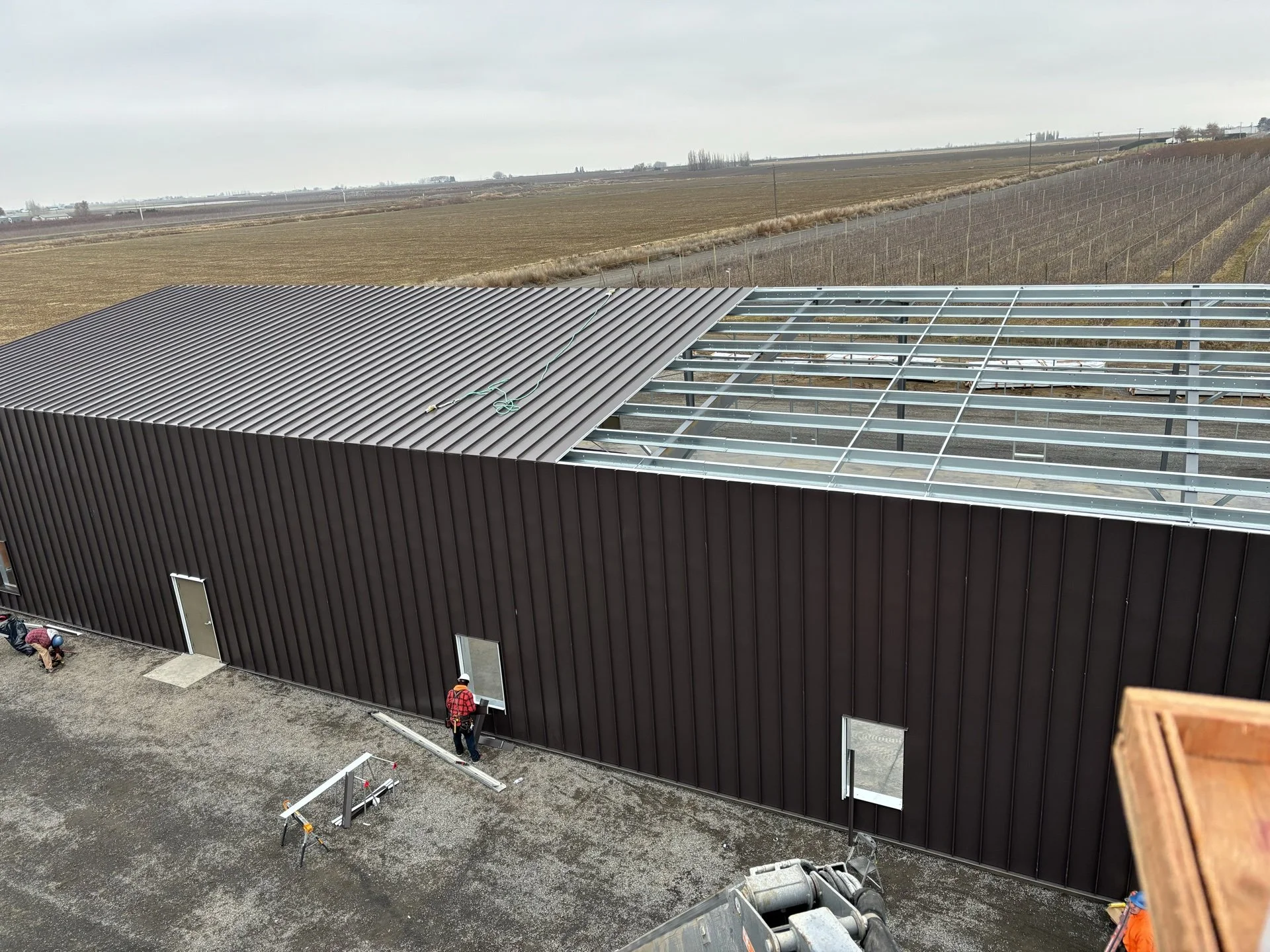 metal roof construction eastern washington agricultural landscape