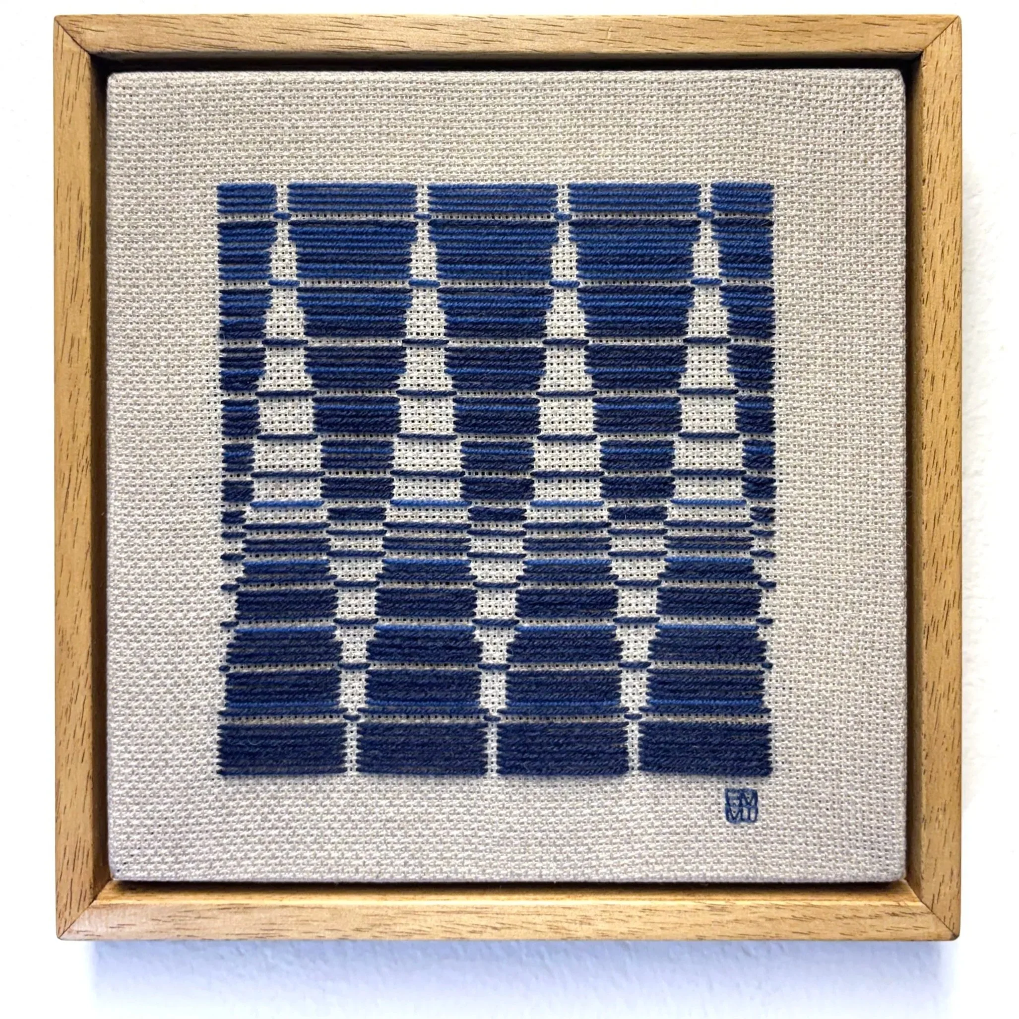 MIDLIFE, 2025, wool on linen, 20.5 × 20.5 cm; framed size 23.5 × 23.5 cm