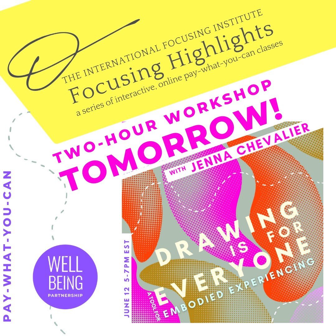 Join in the fun! Learning, drawing, playing, and exploring, tomorrow night from 5 to 7 PM Eastern. For more information or to register find the embodied drawing link in our bio. See You there!

#wellbeing #wellbeingpartnership
#embodied #processdrawi