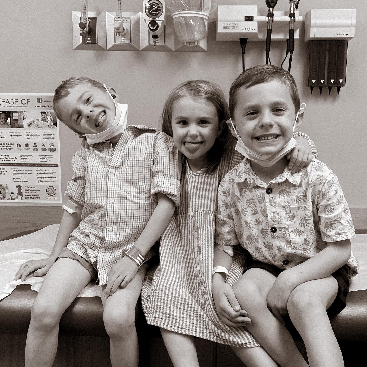 CF Clinic Update//

Mixed news at the CF Clinic yesterday. 
Their weight gain wasn&rsquo;t great - Merritt lost weight but Cam did gain some weight. 
Merritt got taller (1cm in a month) and Cam stayed the same. 
Their liver enzymes were slightly elev