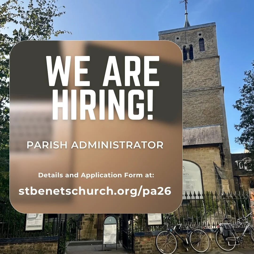 do you know somebody looking for a part-time job in central Cambridge? 
We&rsquo;re taking applications, until 24 November, for a parish administrator at @stbenetscam, starting in late January. Details and the required application form are all on our
