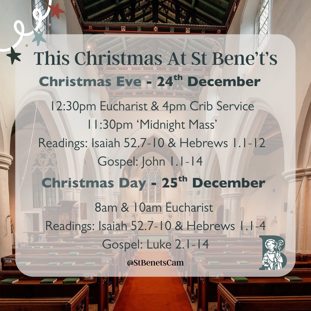 This Christmas At St Bene&rsquo;t&rsquo;s🎄

#Church #Cambridge #Christmas