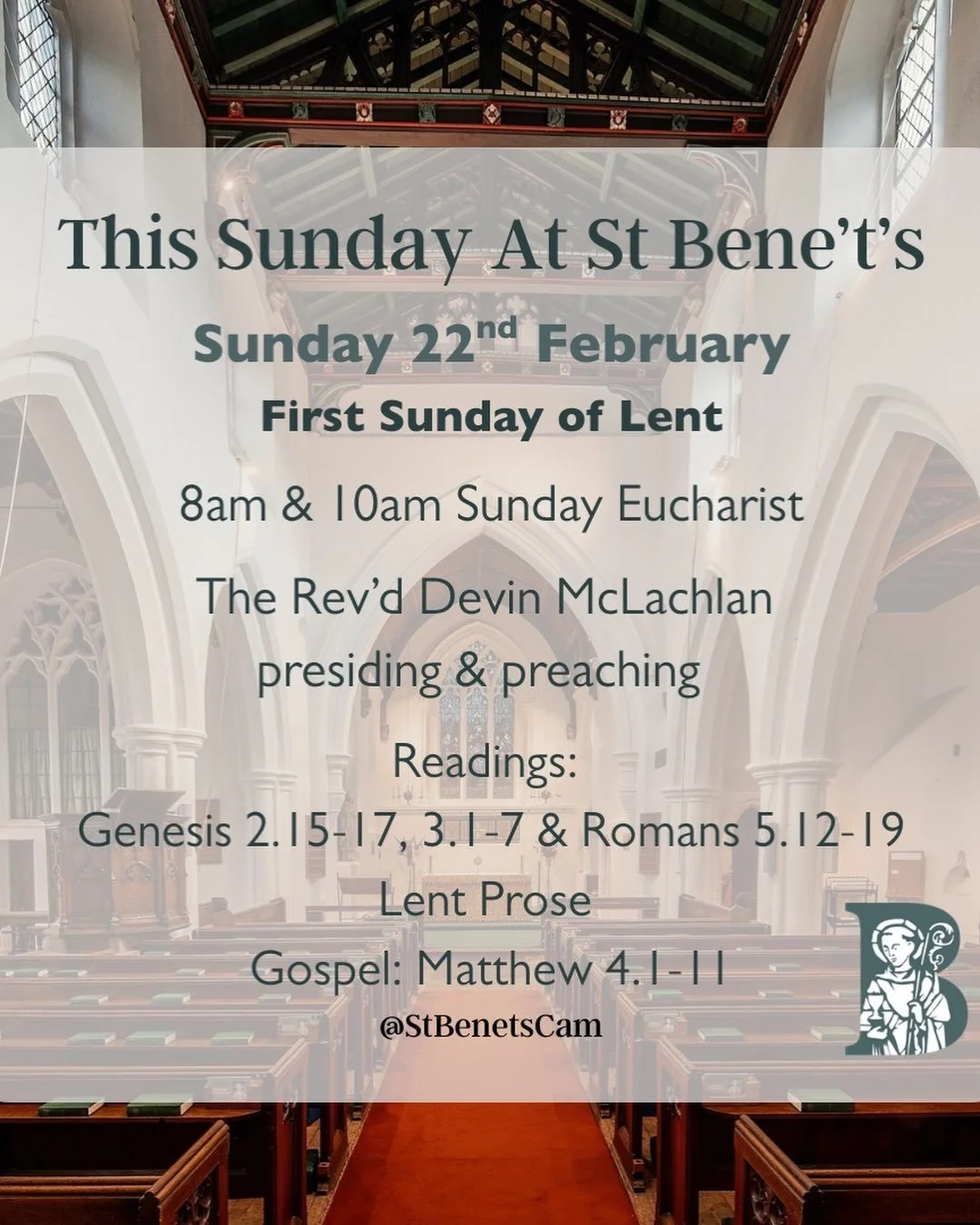 This Sunday at St Bene&rsquo;t&rsquo;s 💙

#church #cambridge
