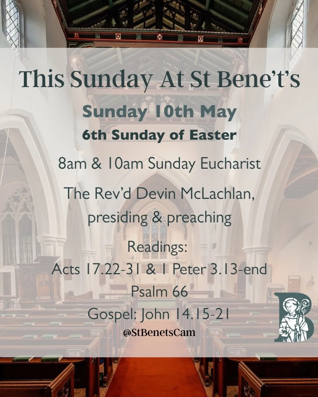 This Sunday at St Bene&rsquo;t&rsquo;s 💙
#church #cambridge