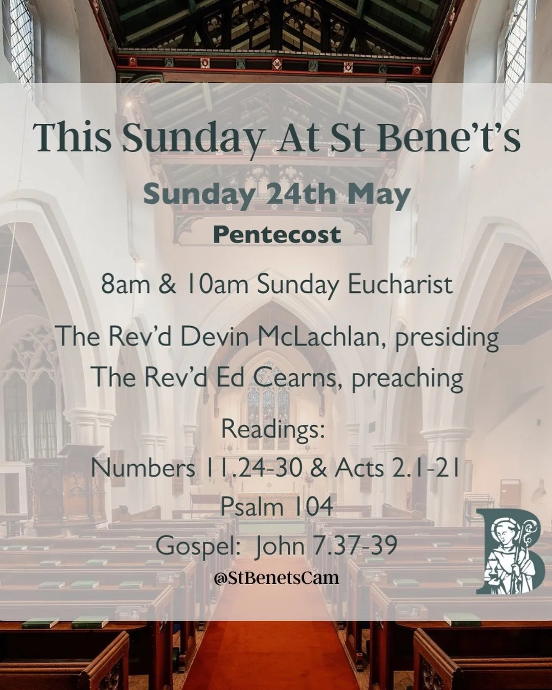 This Sunday at St Bene&rsquo;t&rsquo;s 💙
#church #cambridge