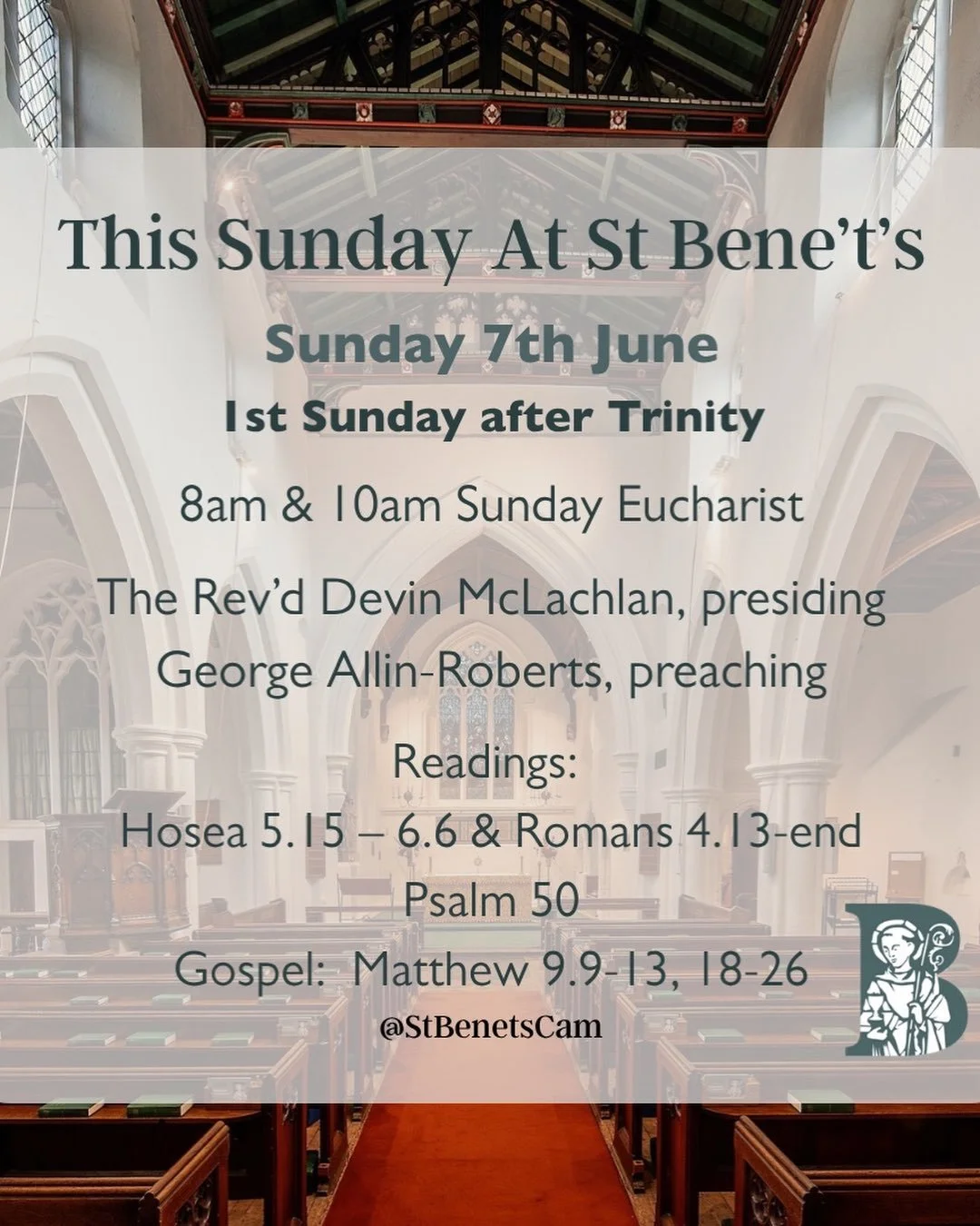 This Sunday at St Bene&rsquo;t&rsquo;s 💙
#church #cambridge