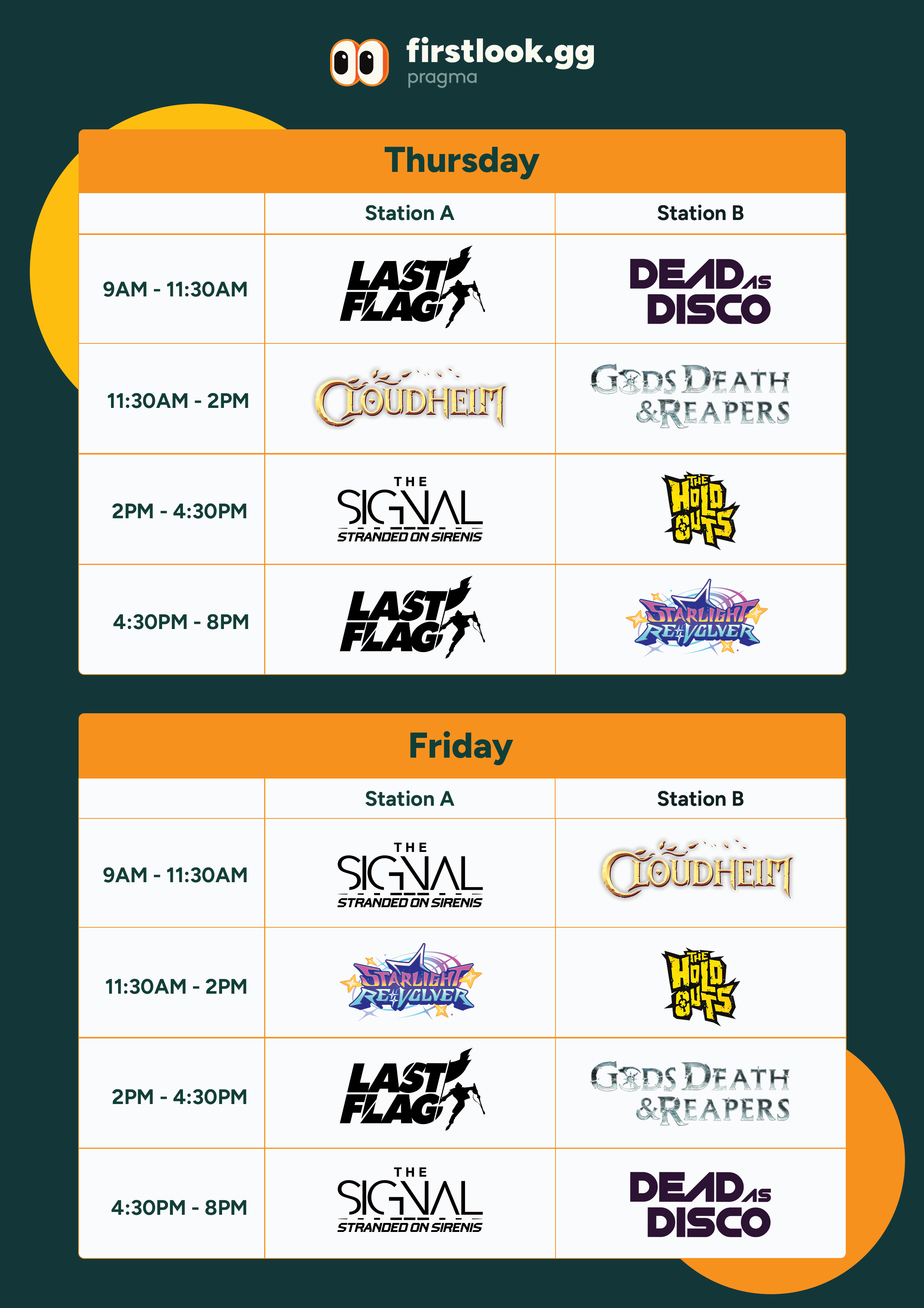 2025_FirstLook_FestivalFlyer_GamesCon_RotatingStationSchedule_DayOneandTwo_A4.png
