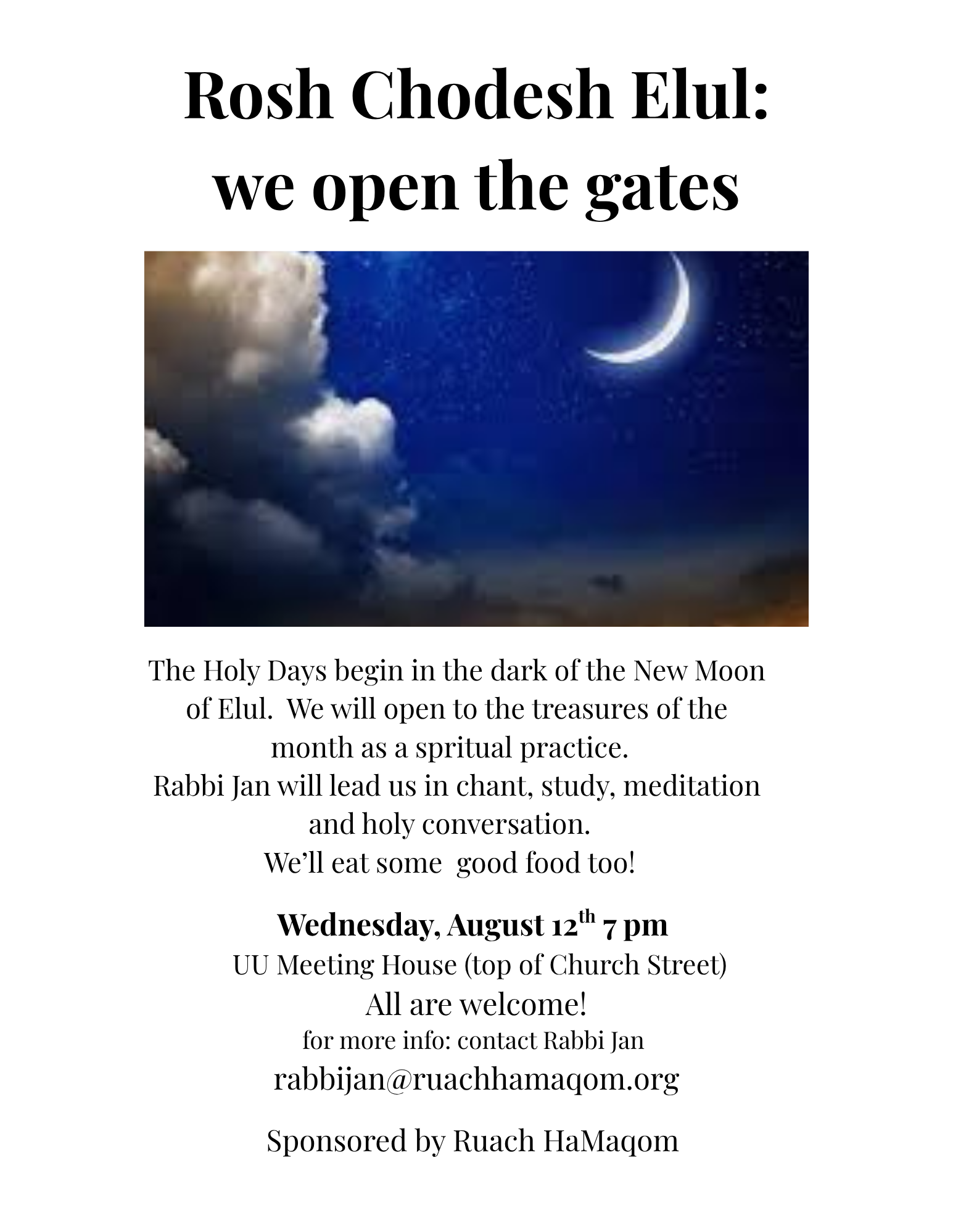 Rosh Chodesh Elul: Opening the Gates with Rabbi Jan