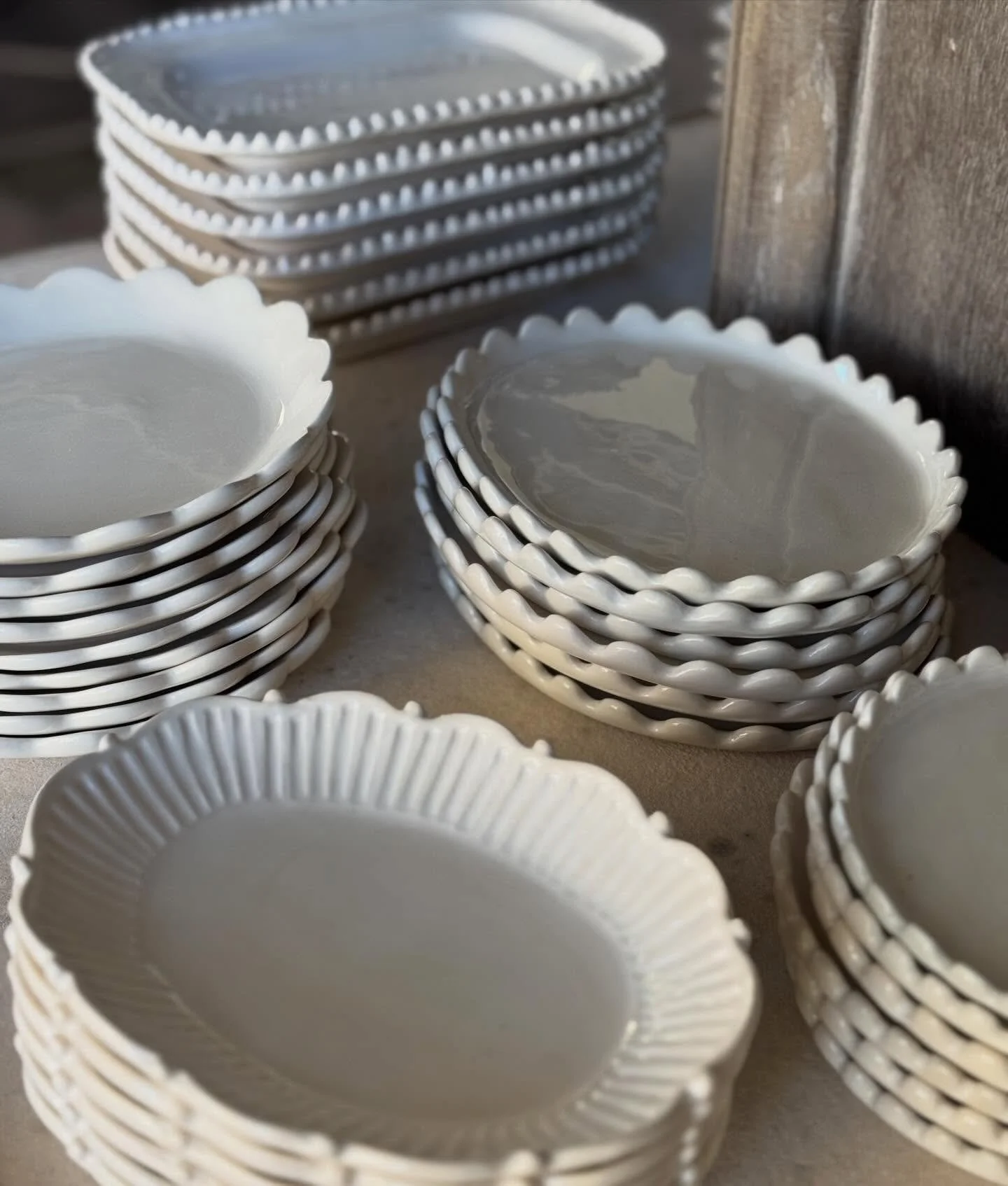 Fresh creamy white dishes to layer all your pretty things in your home! From soaps &amp; lotions to candles, olive oil &amp; vinegar, salt &amp; pepper, pots, or jewelry &amp; perfume! Use them anywhere in your home for a special personal touch! What