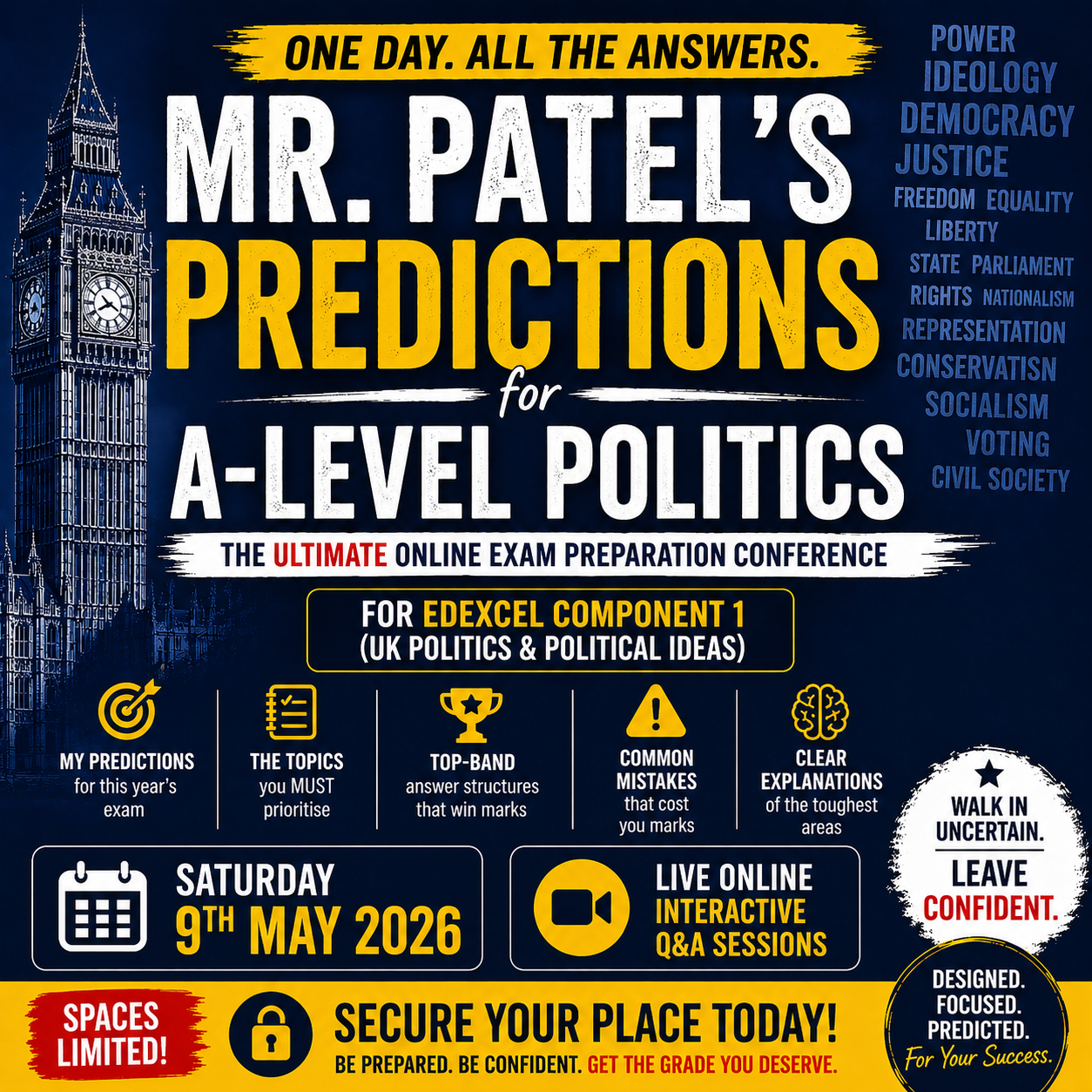 2026 A-Level Politics Predictions: The Ultimate Exam Preparation Day (Edexcel Component 1)
