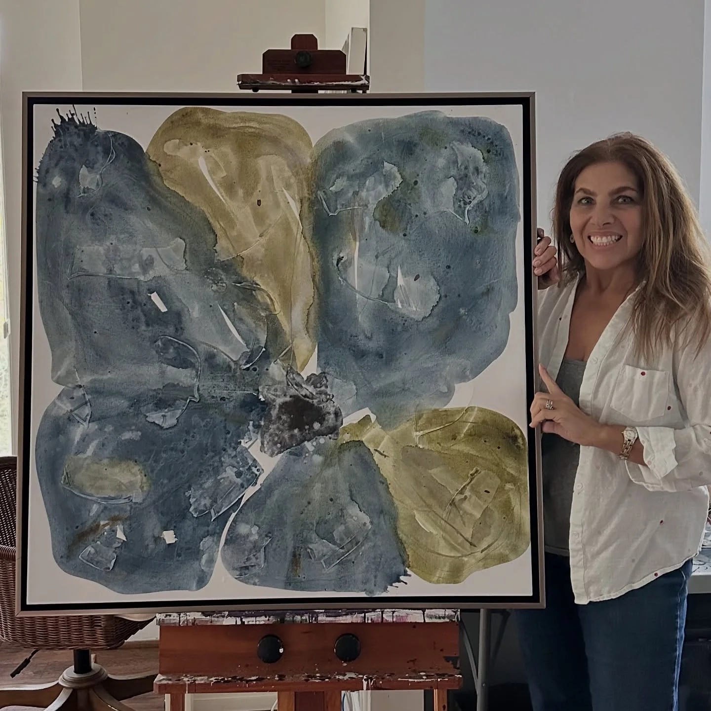 First painting of a series of 60 that I&rsquo;m creating for a senior living project in town. Different sizes and colors &mdash; some calm and relaxing, others full of energy to brighten up the rooms. I have a few months to finish them before the fac