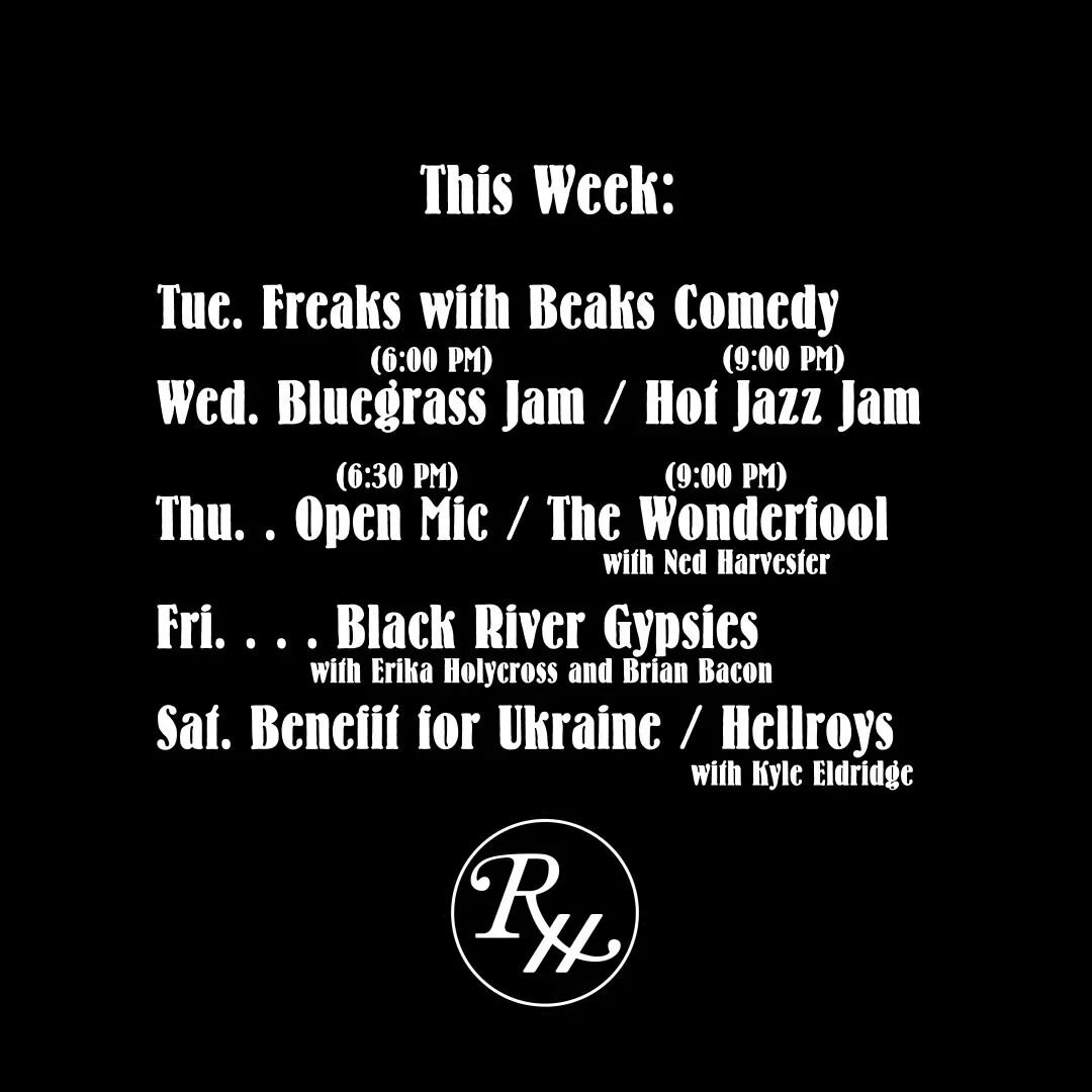 The week got off to an amazing start with the Townes Tribute on Monday. The rest of the week is packed with 🔥🔥🔥 too!

Wed - Bluegrass &amp; Hot Jazz Jam

Thu. - Open Mic followed by @thewonderfool &amp; @supersportrecords 

Fri. - @blackrivergypsi