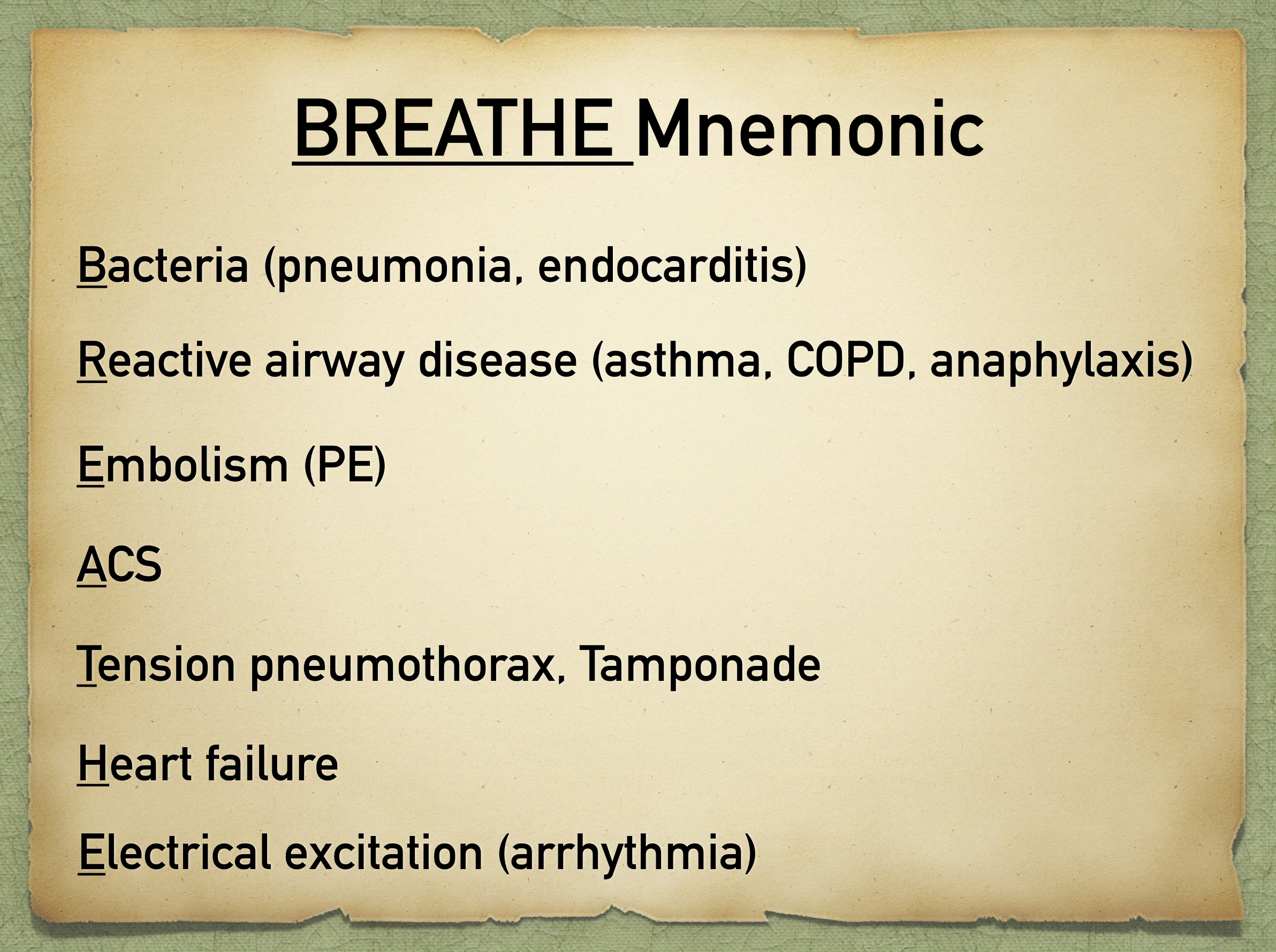 Shortness Of Breath Mnemonic Causes Approach To Management And Diagnosis Of Emergencies Ezmed