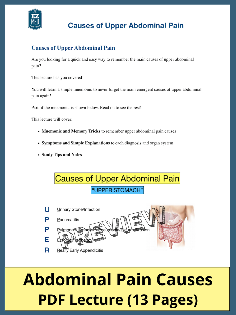 abdominal pain causes male female quadrant