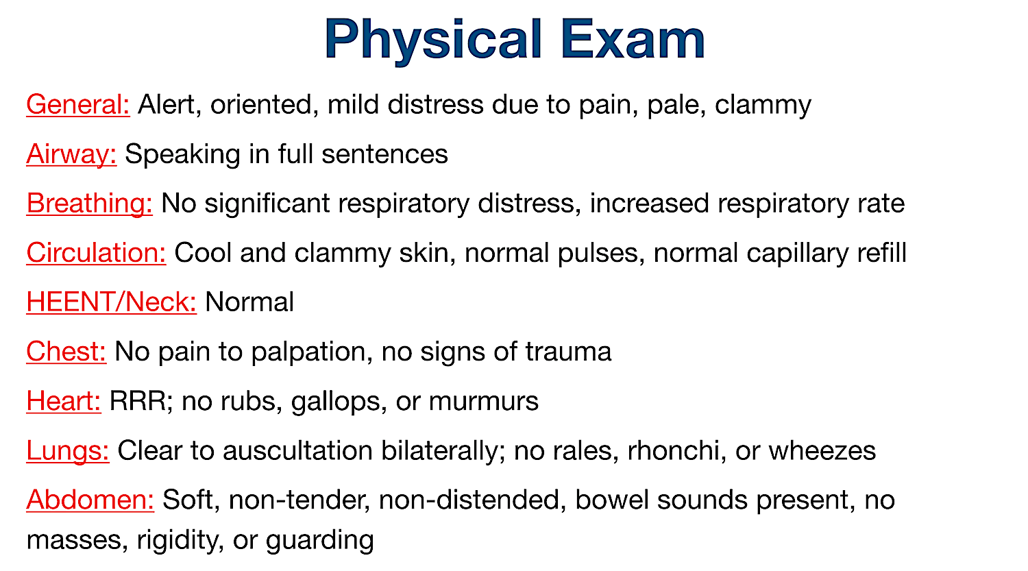 practice clinical case scenario usmle study report physical exam