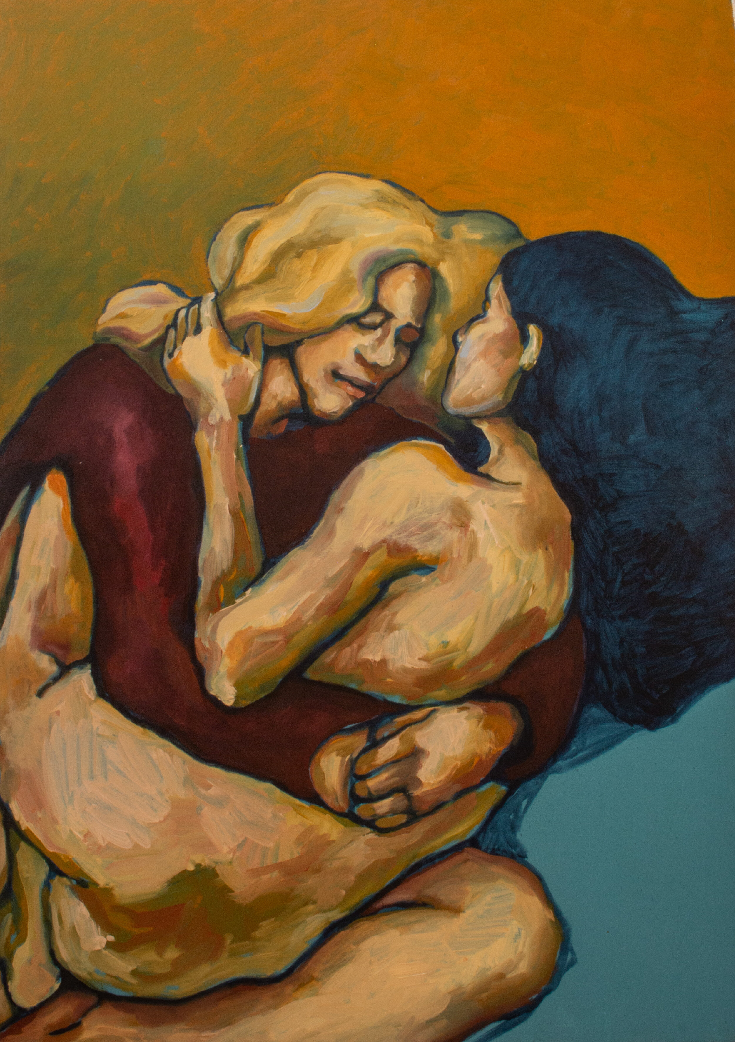 “cuddle - kitten and monkey”2018 | oil on canvas | 39” x 27 1/2”