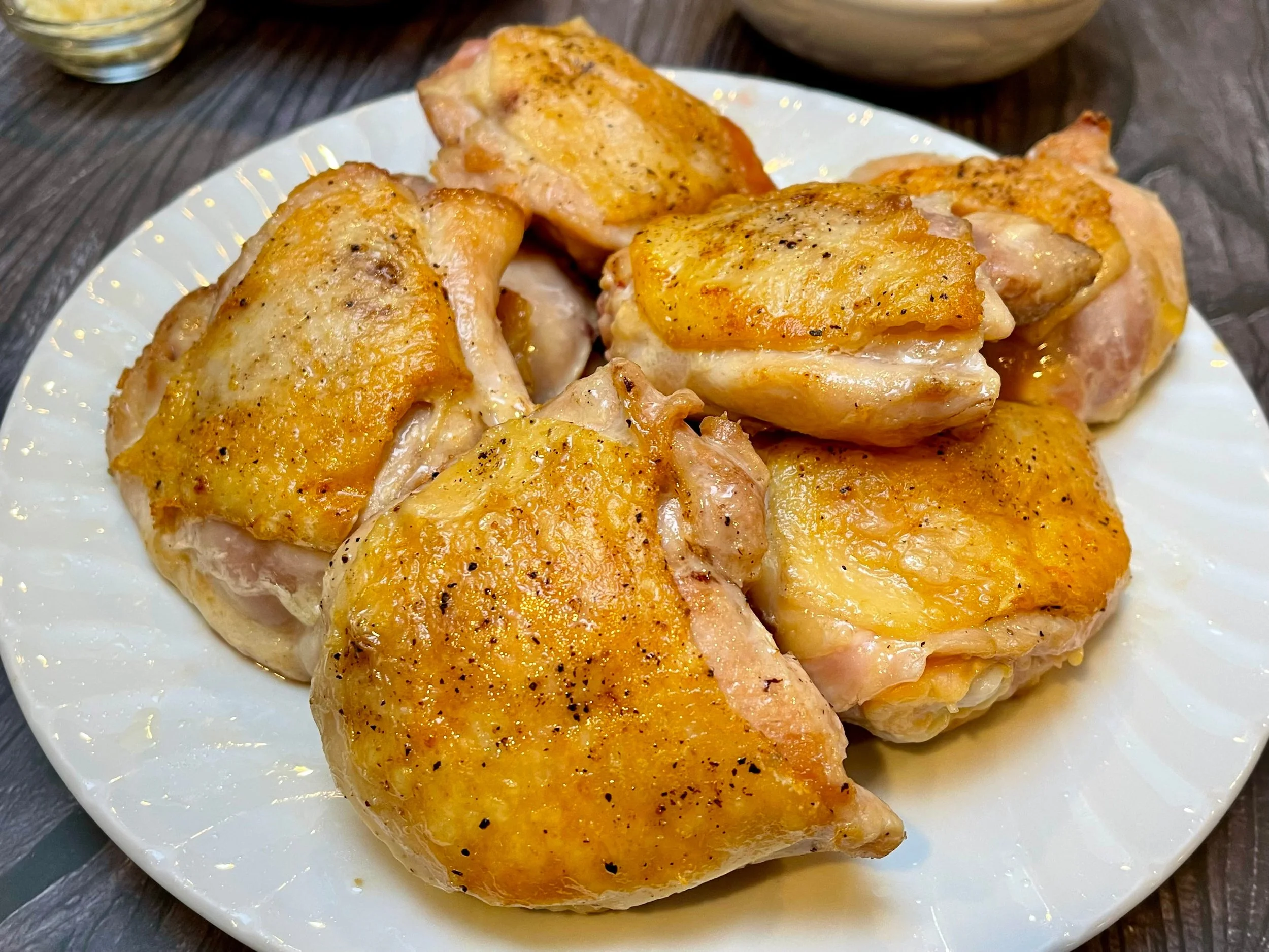 Browned chicken on a plate