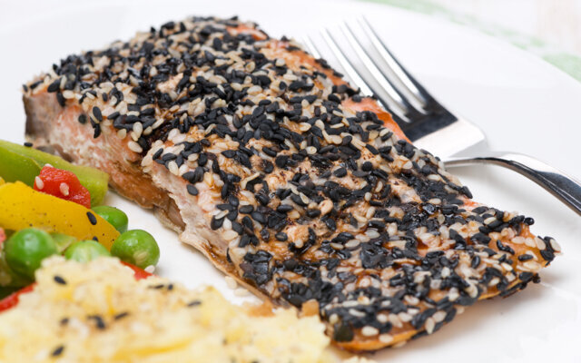 Sesame and Wasabi Crusted Salmon