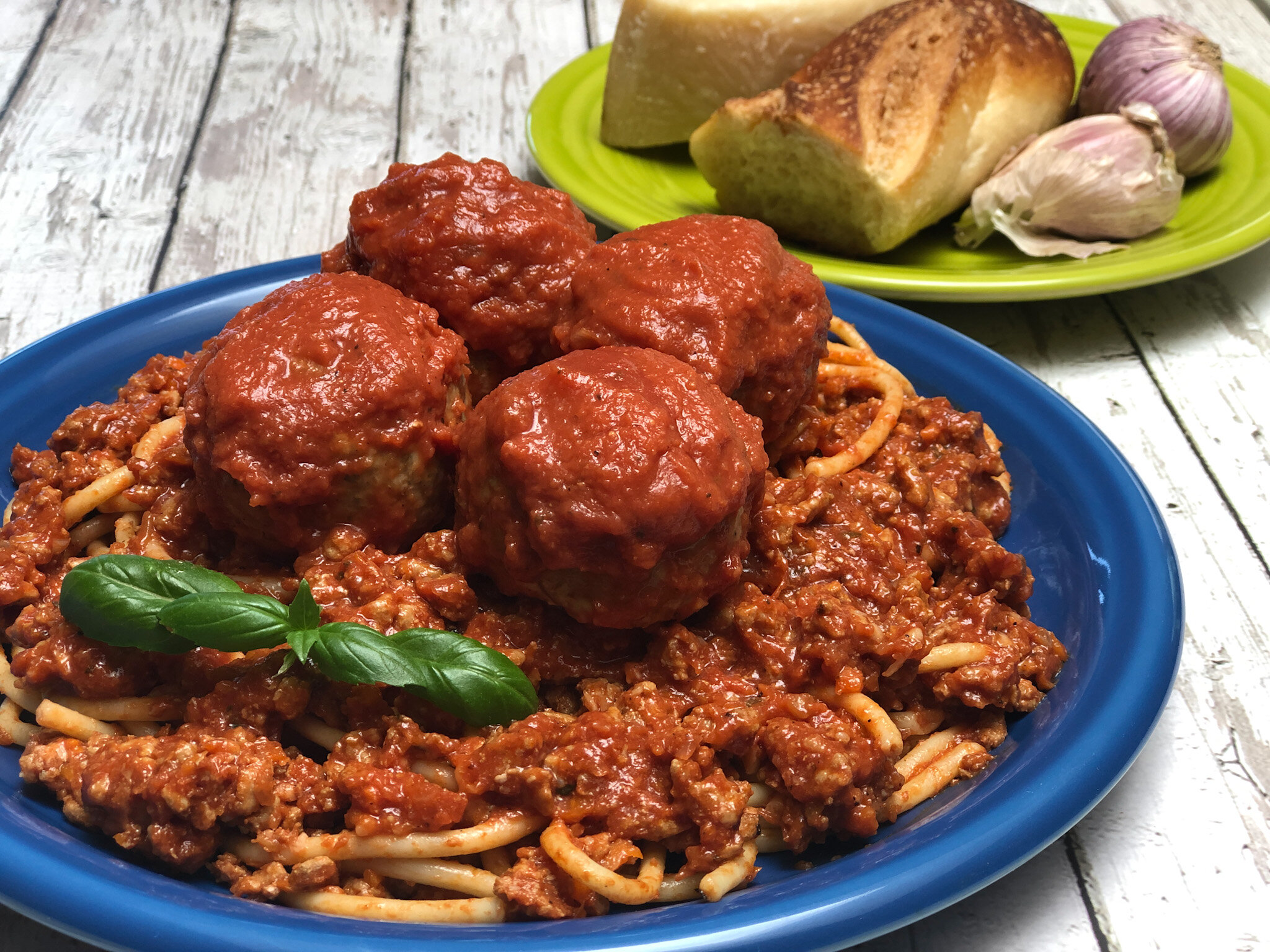 Italian Turkey Meatballs Marinara with Spaghetti Bolognese