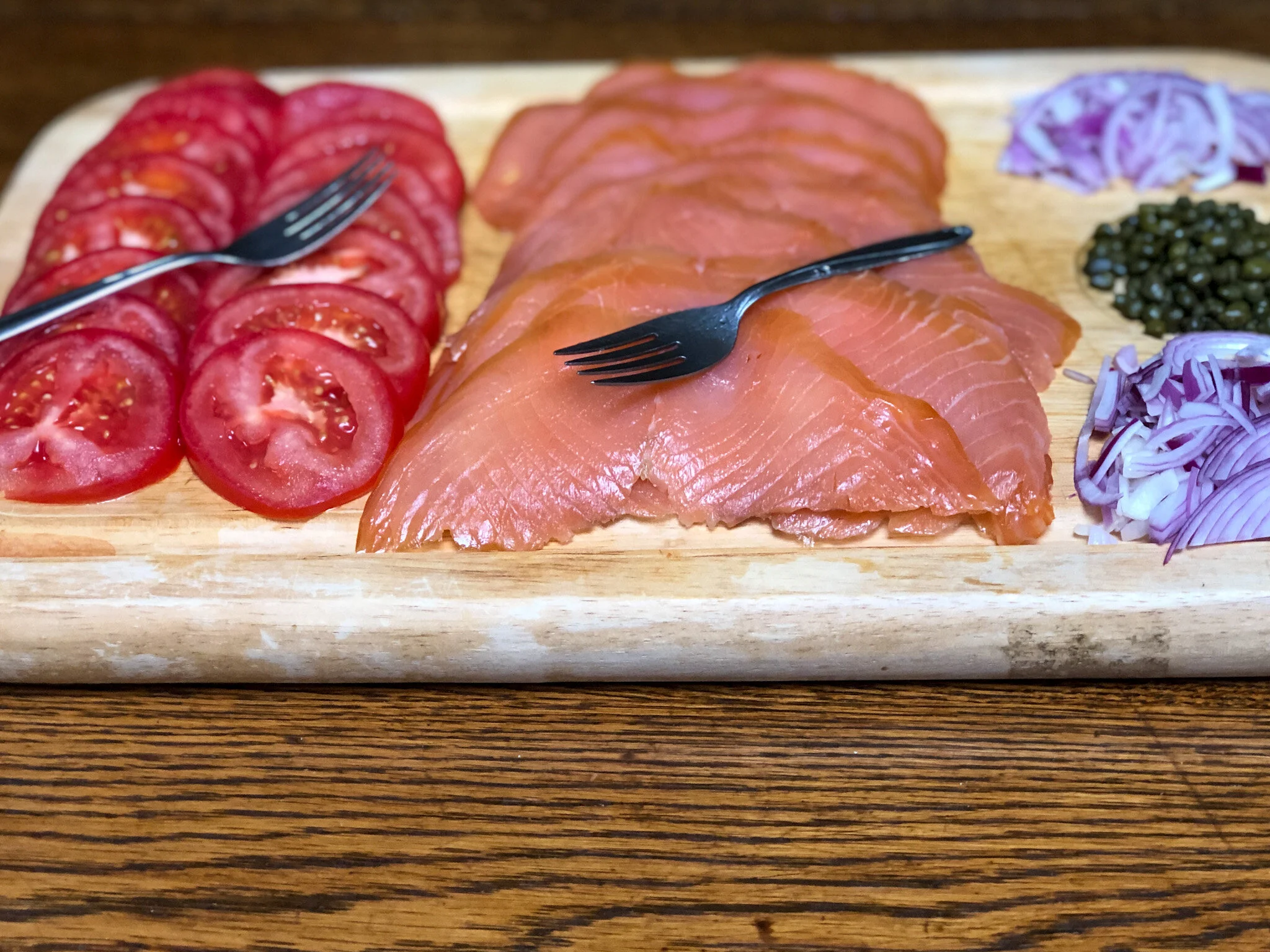 Ingredients for Lox and Whole Wheat Bagel
