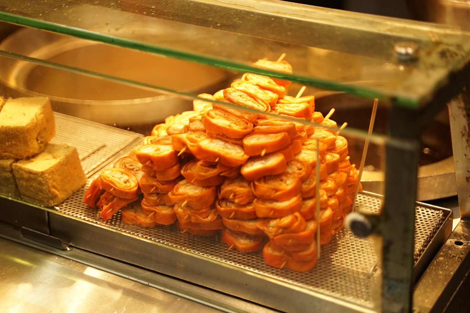 Fried Pig Intestine street food in Hong Kong.