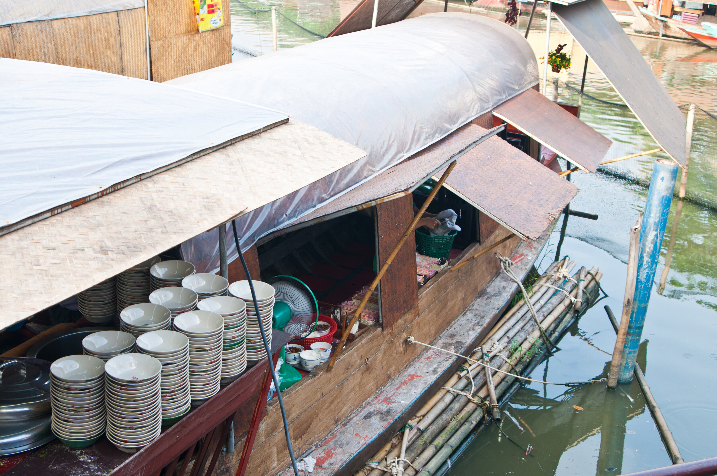 Thai street food sold off a boat in Bangkok.