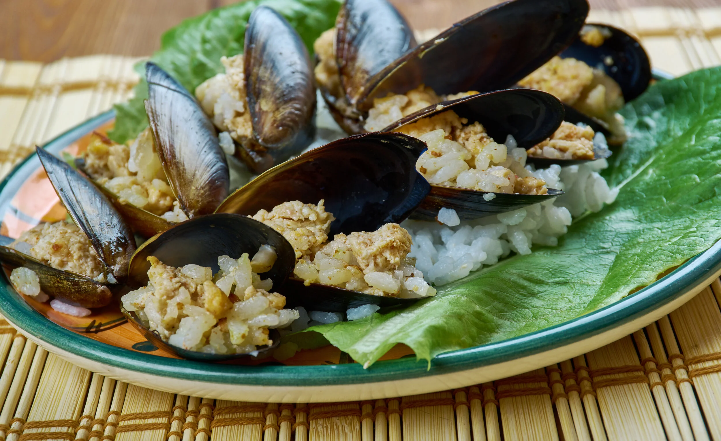 Turkish snack of mussels is Istanbul street food.